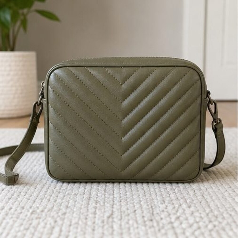 Olive Quilted Crossbody Bag